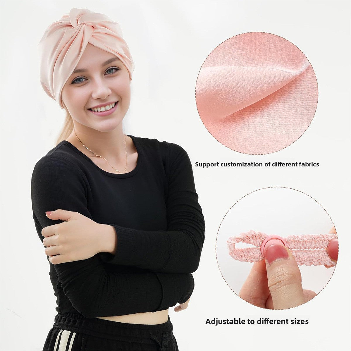 Double-Layer Adjustable Satin Imitation Silk Hair Care Cap